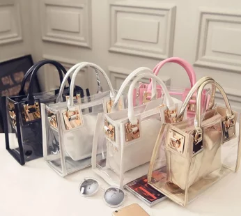 2pcs Women Fashion Shoulder Bag Clear Jelly  Transparent Handbag
